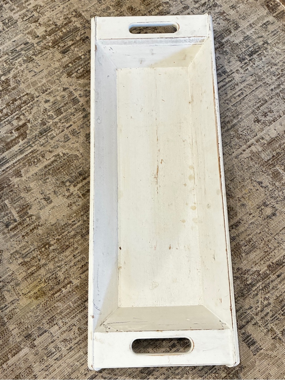 White Wooden decorative Serving Tray with Cutout Handles